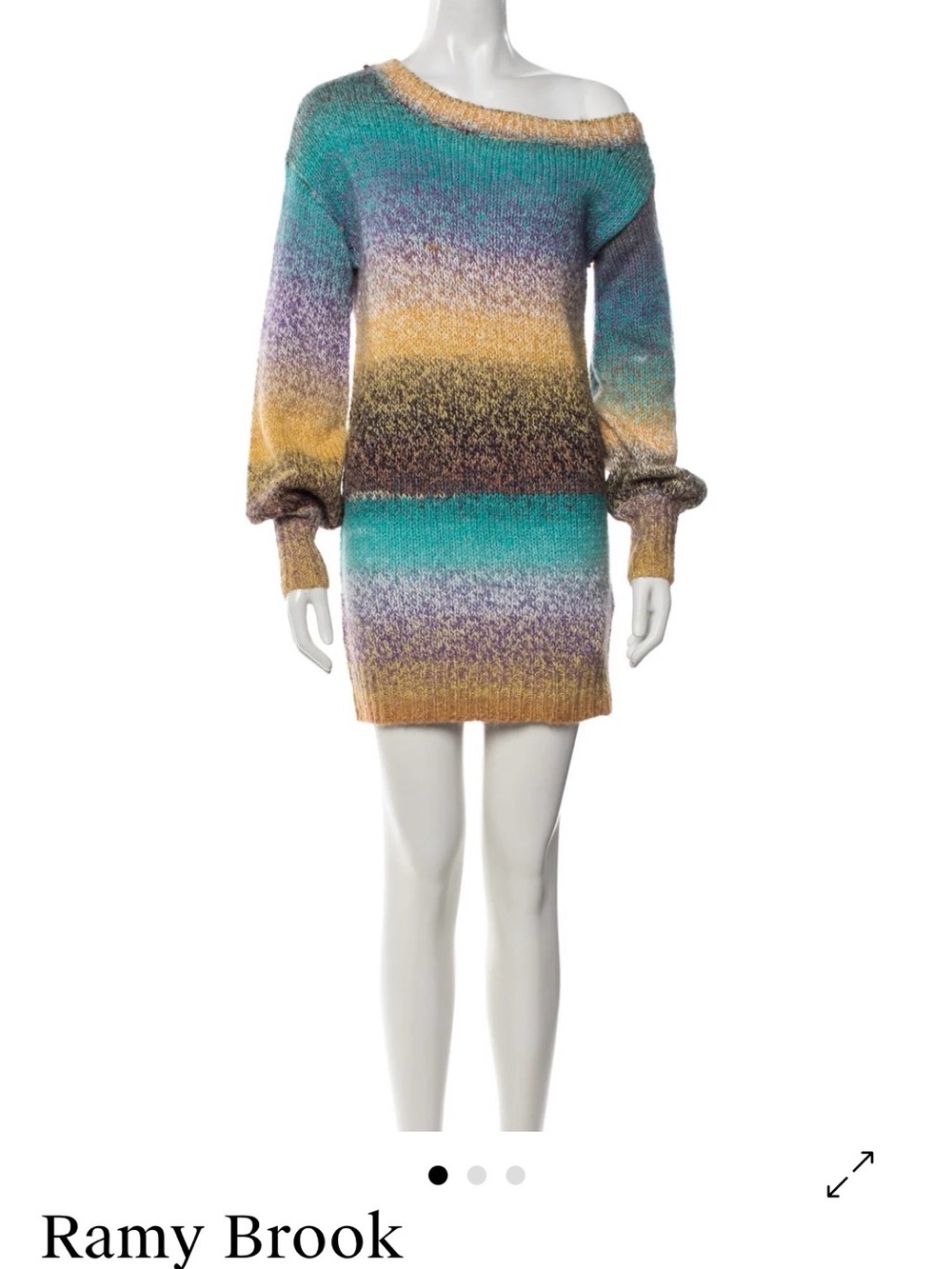 Ramy Brook Turquoise Purple Gold Ombre Knit Mini Dress